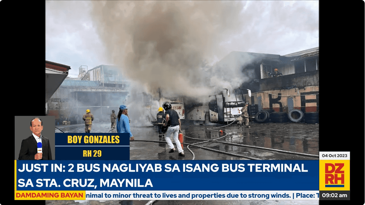 Fire hits 2 bus in Sta. Cruz, Manila