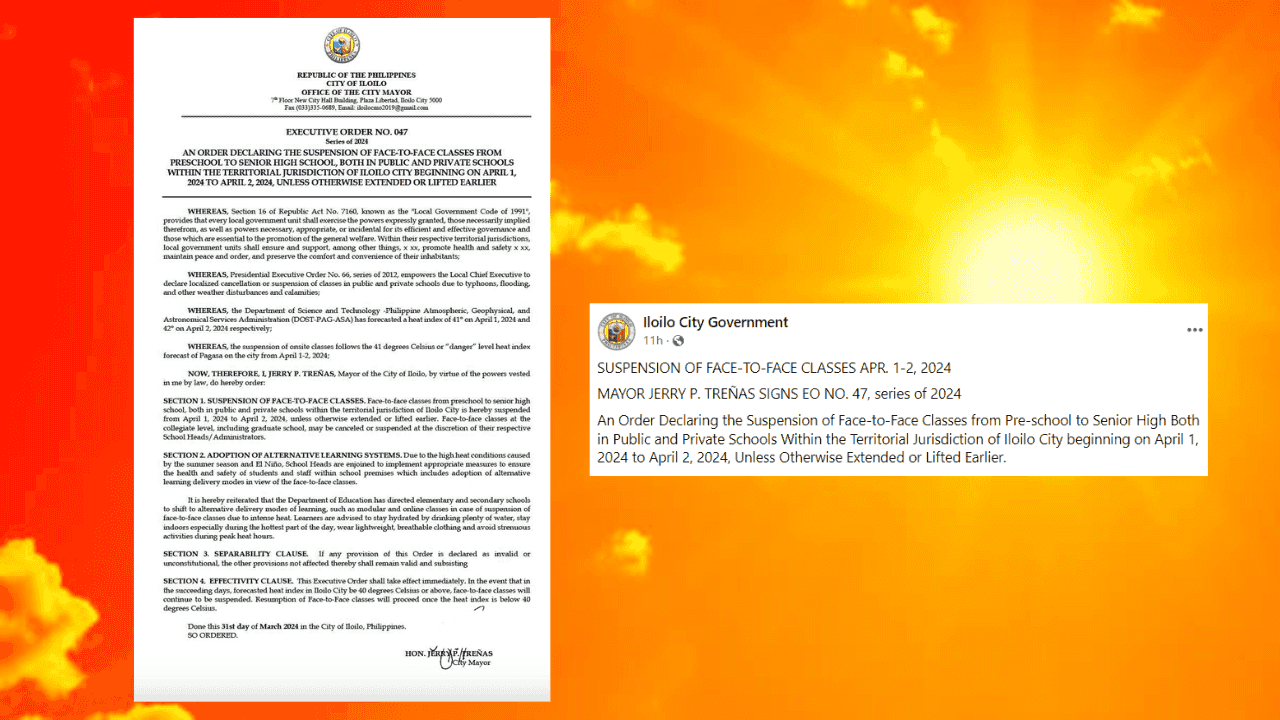 Iloilo City gov't declares two-day onsite class suspension due to forecasted intense heat