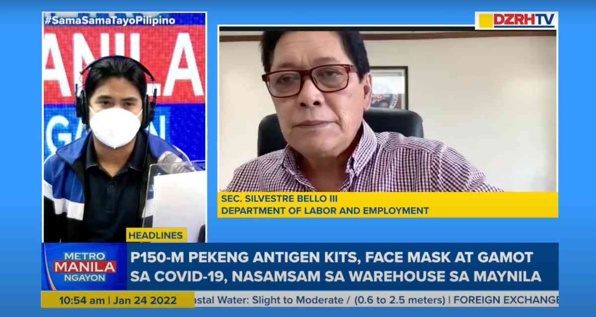Bello: 30k aid for COVID-hit workers awaiting Prez Duterte's approval
