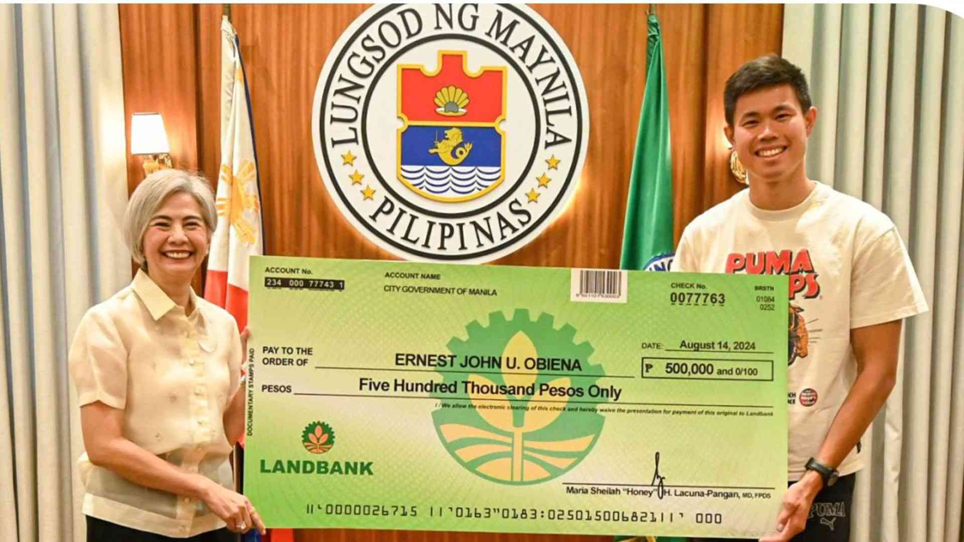 Manila LGU awards cash incentive to EJ Obiena