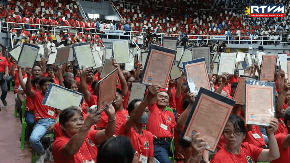 Marcos gives land titles in Mindanao