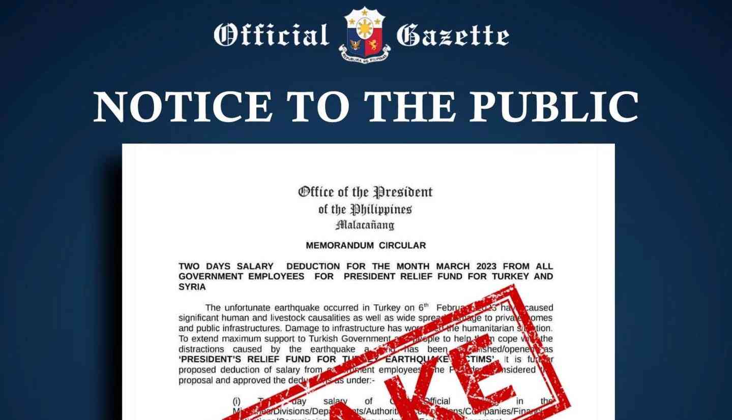 PCO warns public vs. fake two-day salary deduction memo