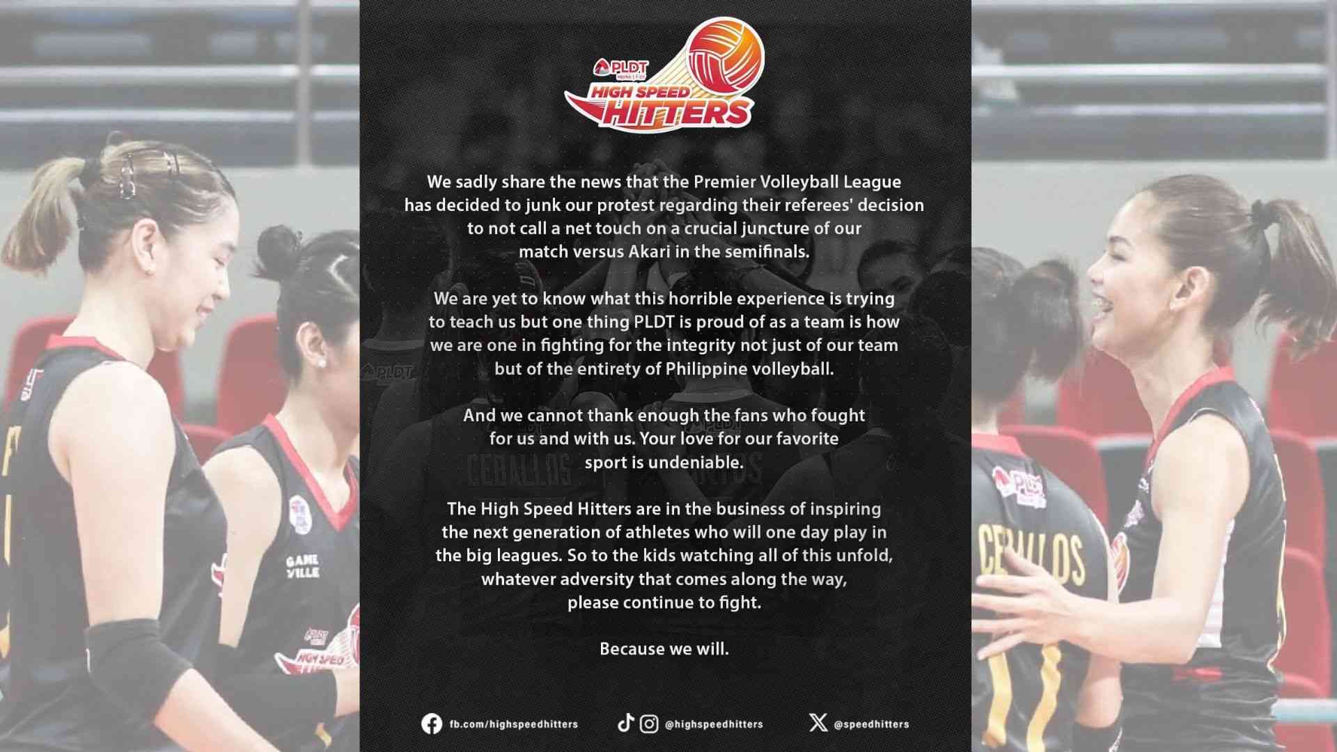 PVL junks PLDT protest over unsuccessful net touch challenge