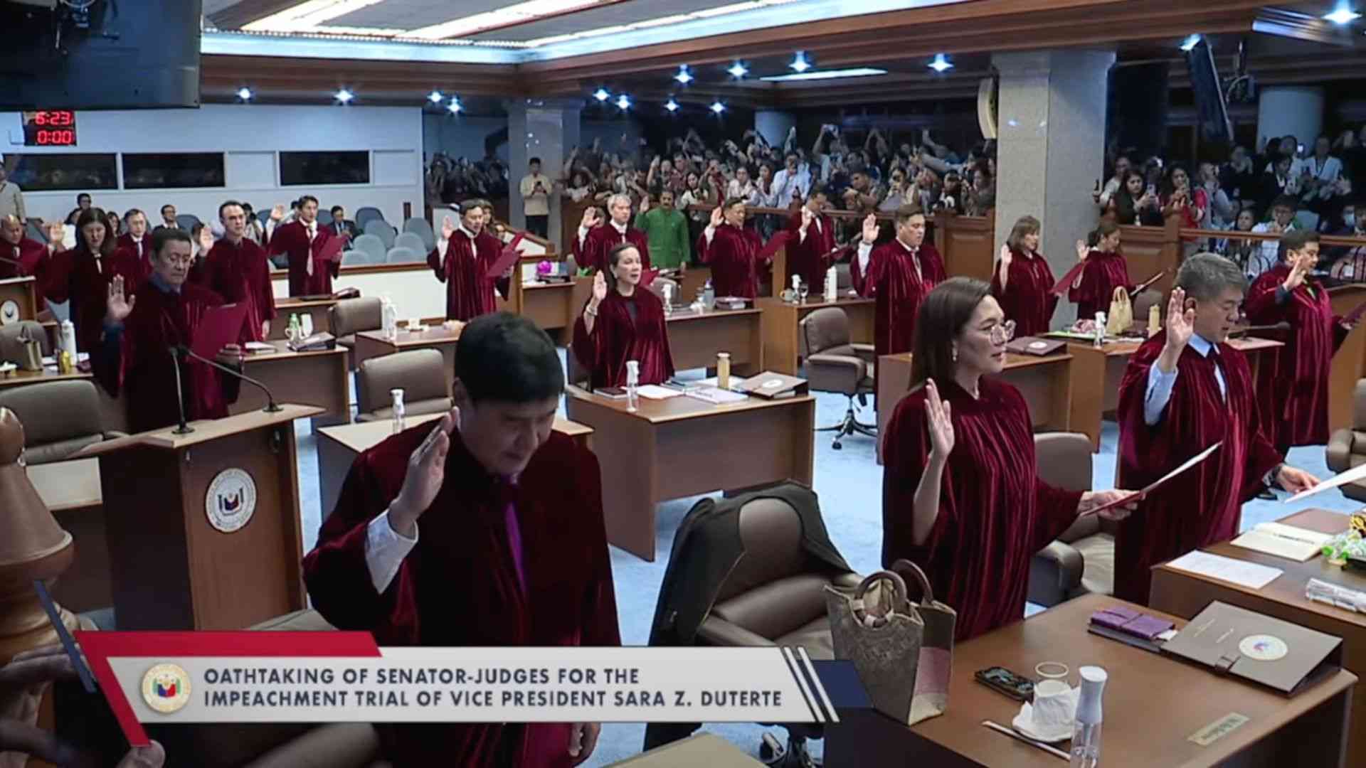 Senators take oath as judges for VP Sara Duterte impeachment trial