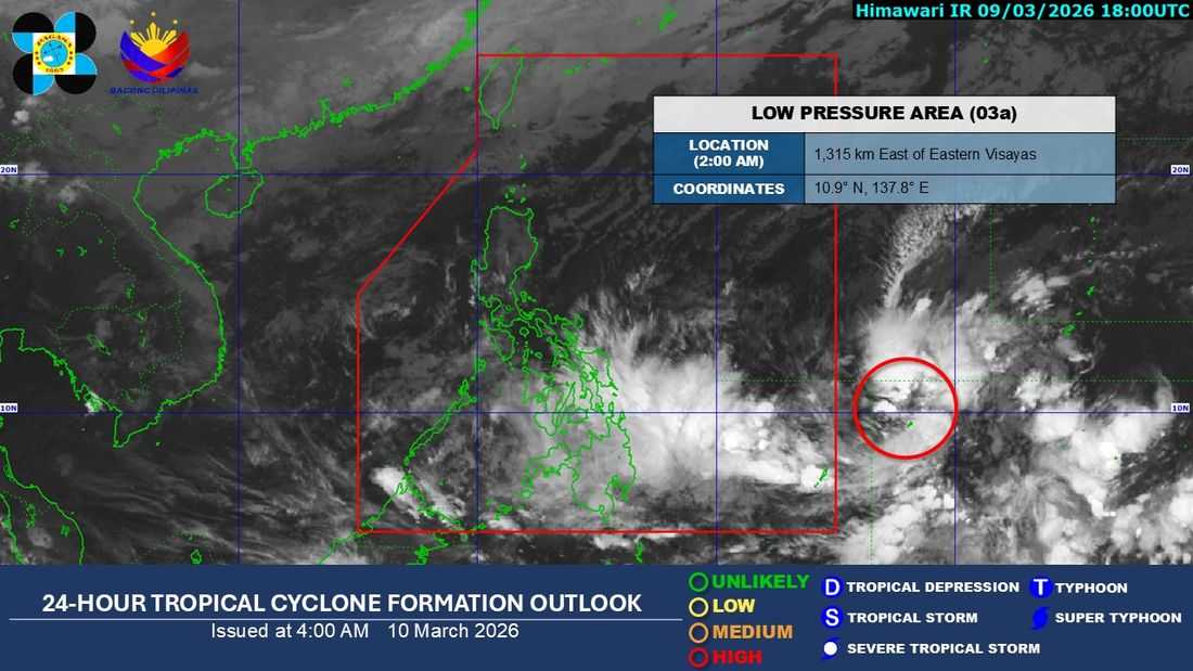LPA outside PAR now has 'high' chance of developing into tropical ...