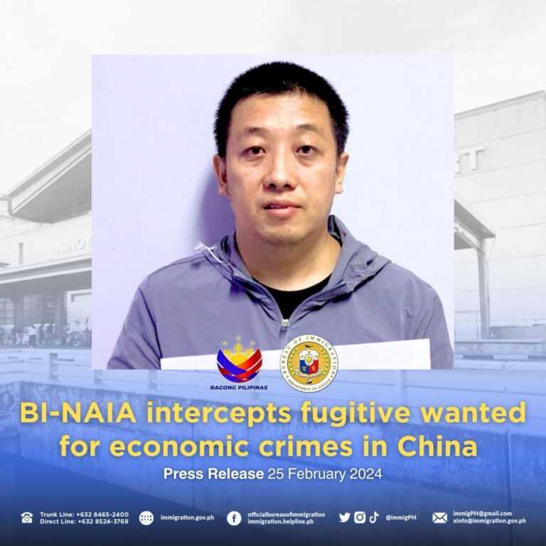 BI arrests Chinese fugitive in NAIA due to financial crimes