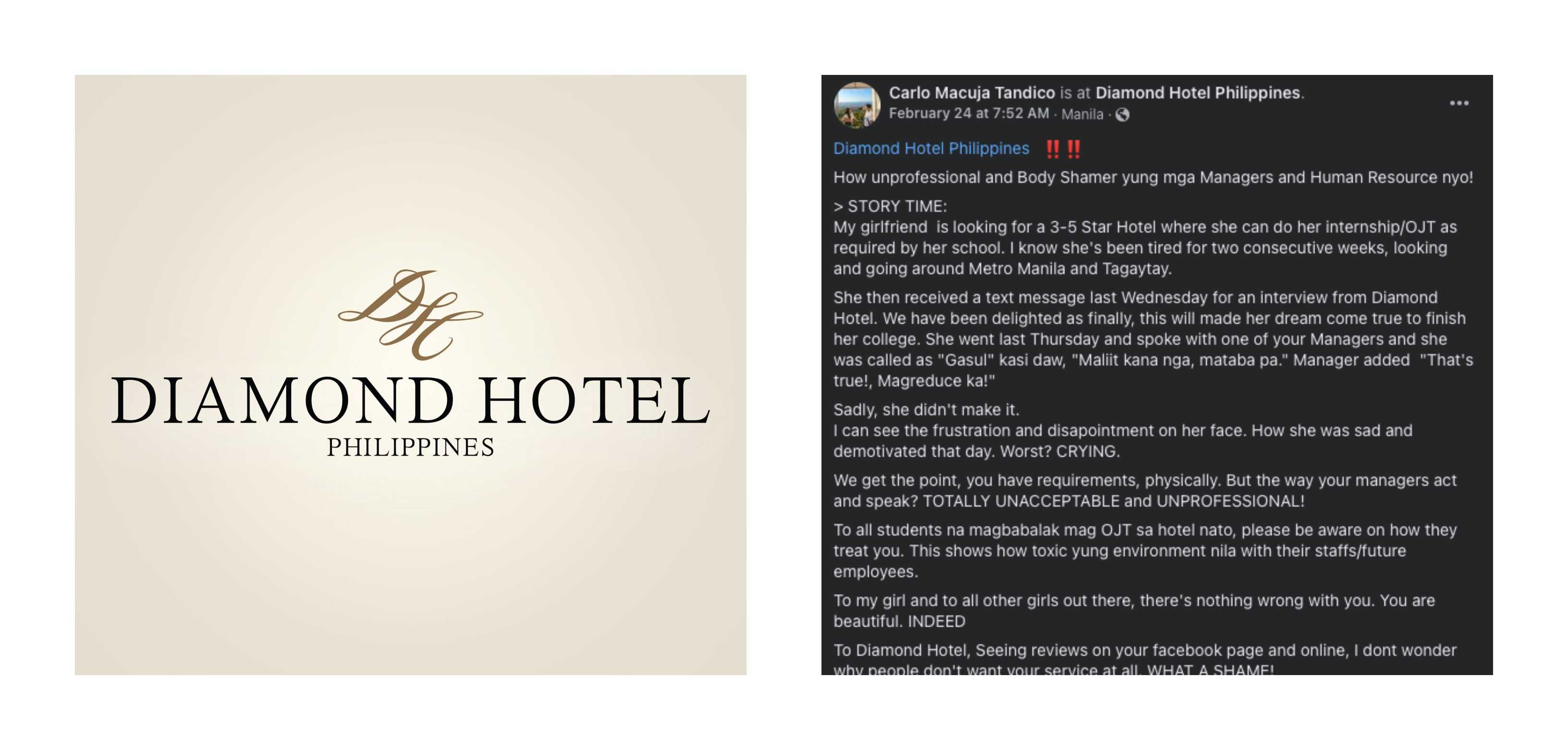 Diamond Hotel to investigate alleged body shaming issue