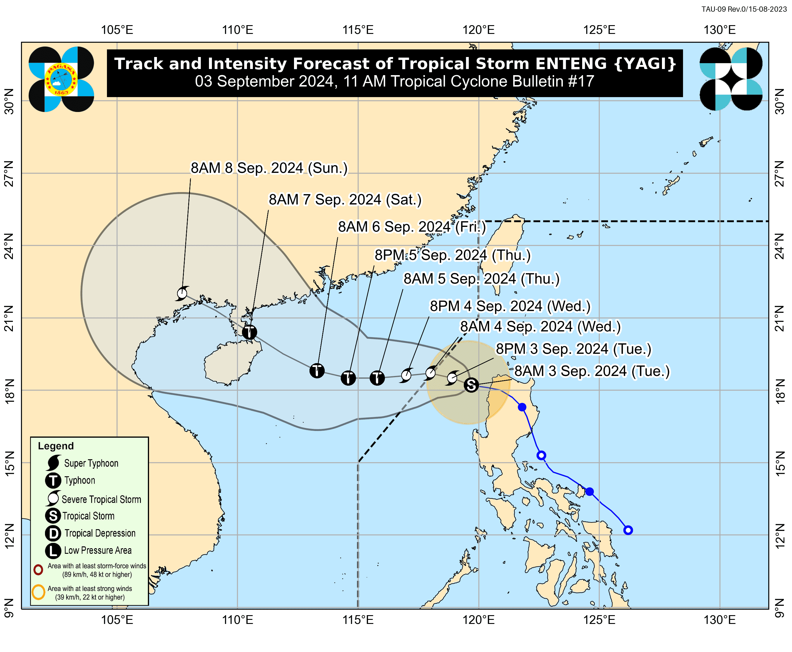 #EntengPH re-intensifies over water west of Ilocos Norte — PAGASA