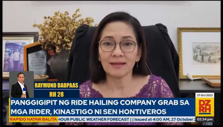 Sen. Hontiveros hits Grab PH over 'unjustified fare matrix'