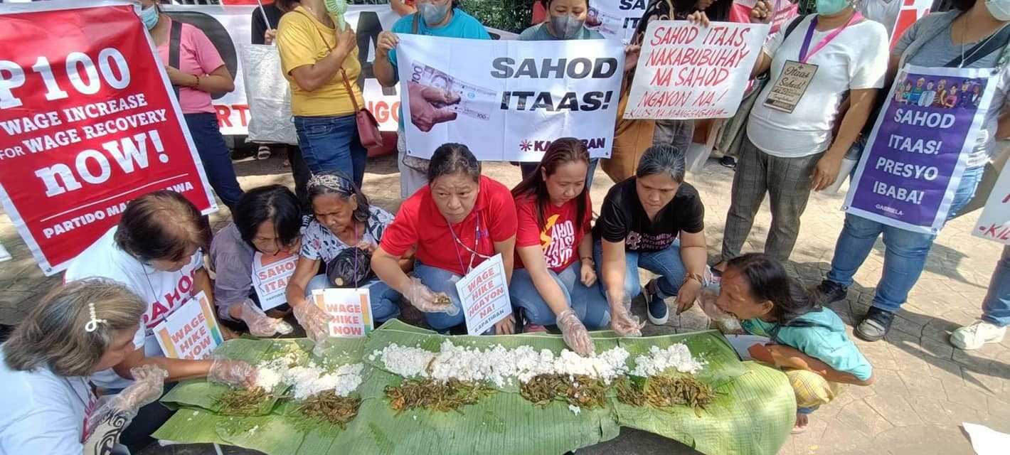 Labor groups protest for P100 wage increase