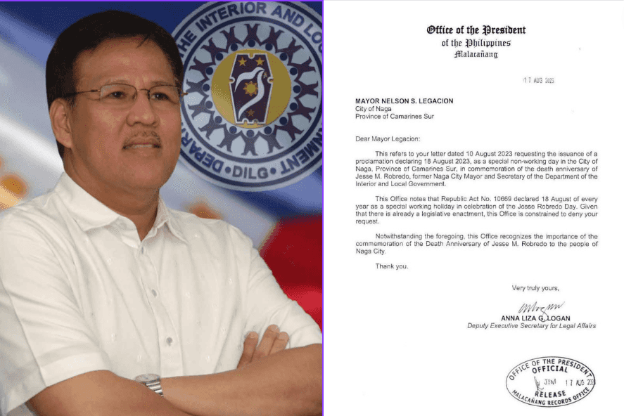 Palace dismisses request to declare Jesse Robredo’s death anniv a special non-working holiday