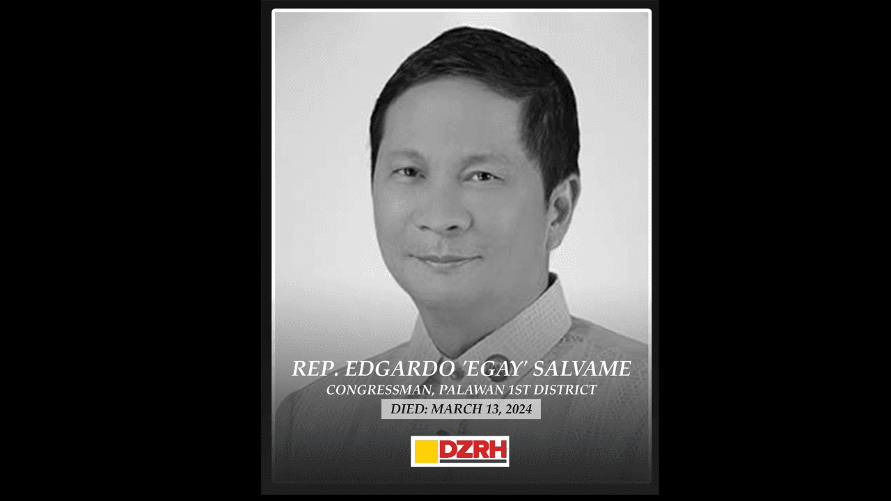 Palawan 1st District Rep. Egay Salvame passes away