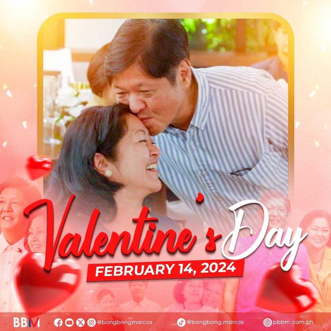 PBBM, wife Liza greets Filipinos on Valentine's Day