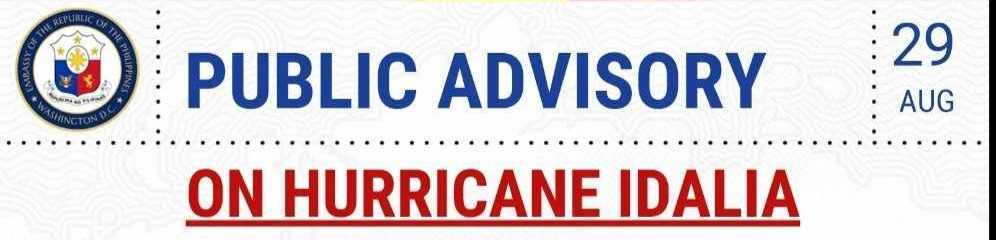 Philippine Embassy in Washington D.C. advises Filipino communities to prepare for Hurricane Idalia