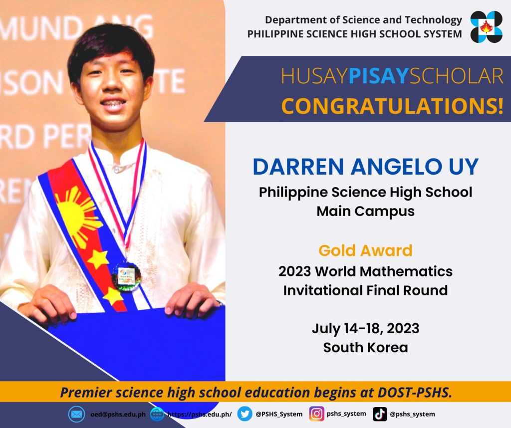 Pisay math wizard bags gold in 2023 World Mathematics