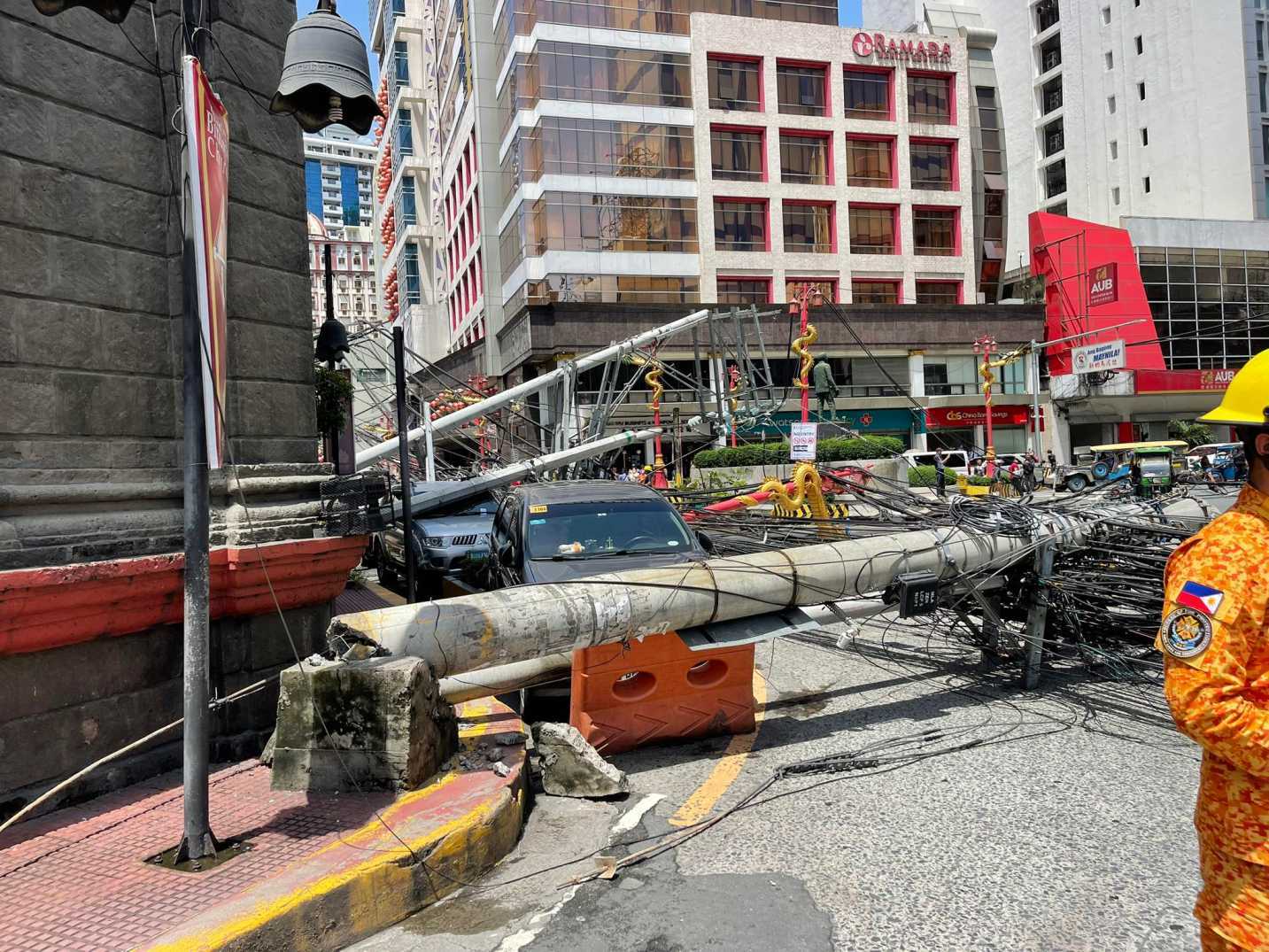 Meralco successfully replaced fallen electric posts in Binondo