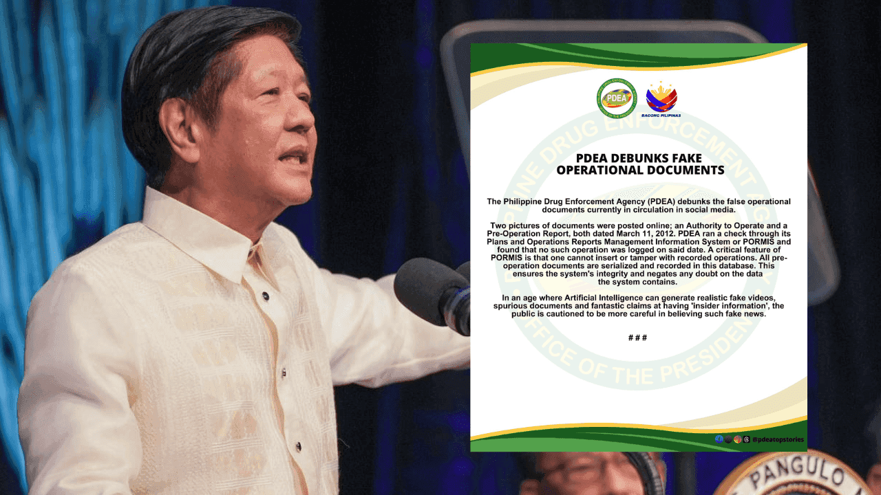 PDEA: Circulating pre-operation report vs. PBBM 'fake news'