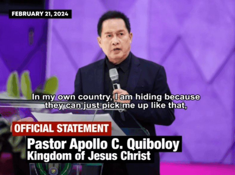 Quiboloy claims US gov't conspired with PBBM admin to 'eliminate' him