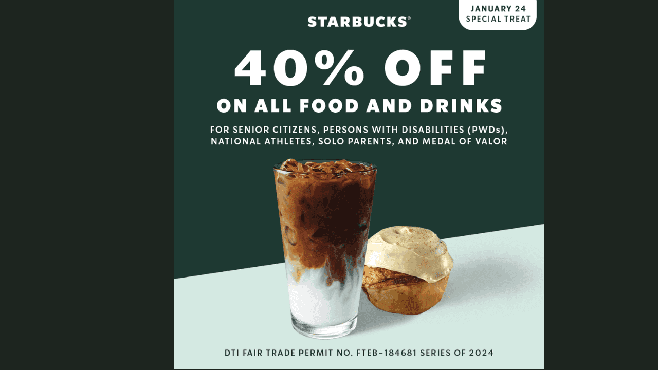 Starbucks PH gives 40% special discount to senior citizens, PWDs, other eligible customers