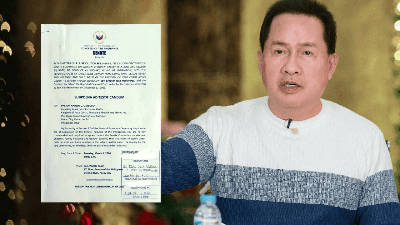 Senate's subpoena vs. Quiboloy served to his legal counsel