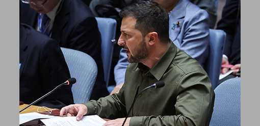 'Stop the war' and Zelenskiy need not speak, UN Security Council chair tells Russia