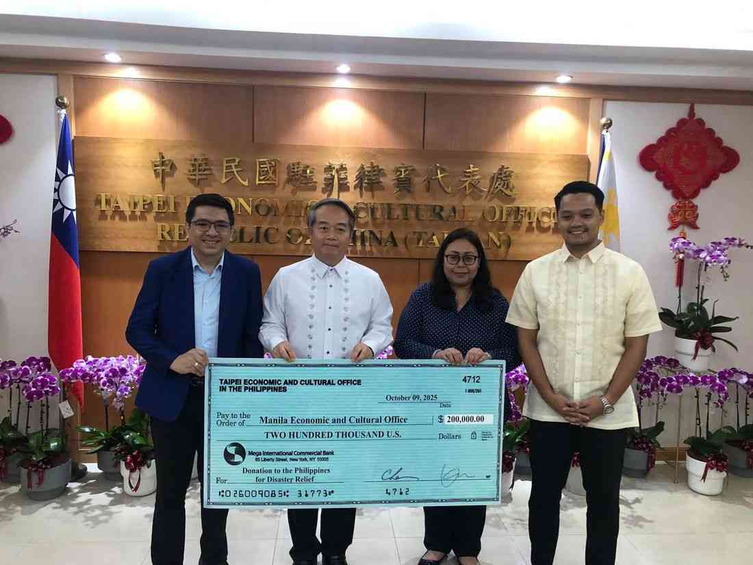 Taiwan donates USD 200,000 in humanitarian aid for Cebu quake victims