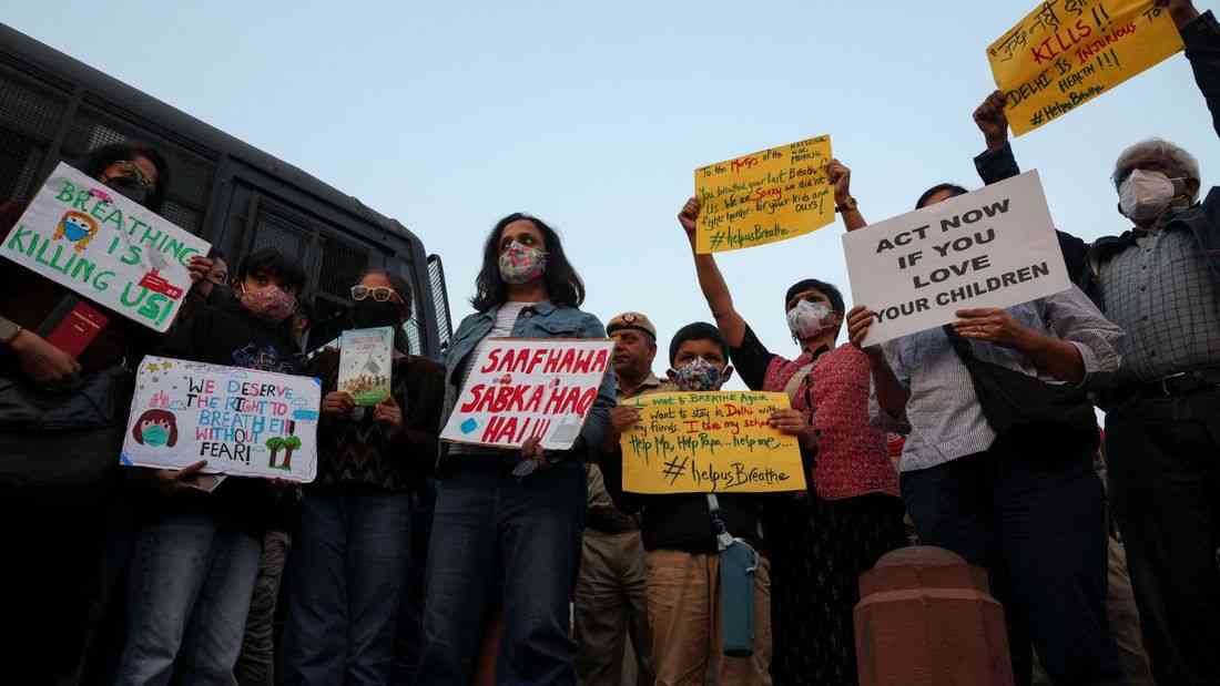 New Delhi police detain dozens in anti-pollution protests