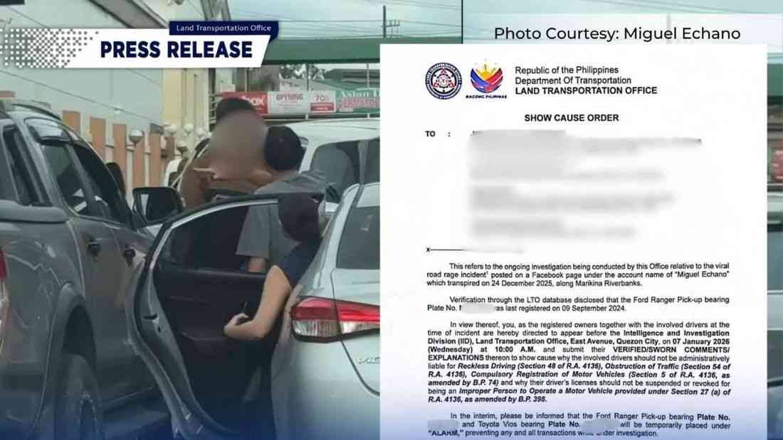 LTO issues show cause order over viral road rage incident in Marikina