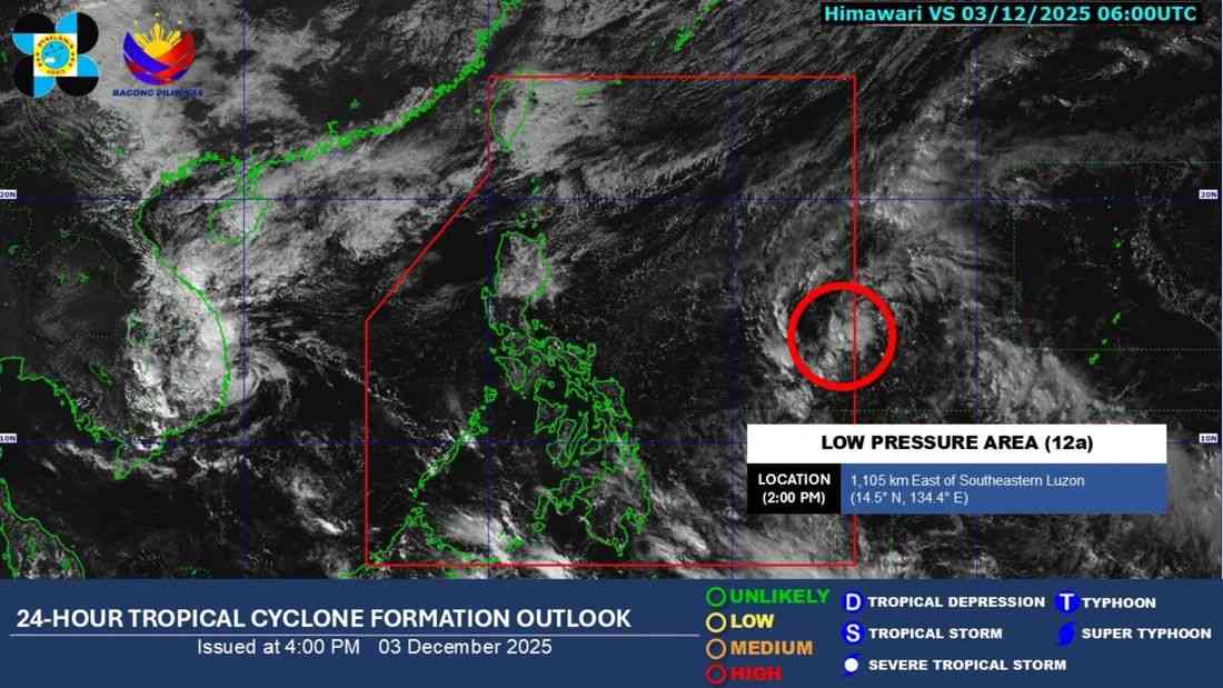 LPA enters PAR; has ‘high’ chance of developing into a tropical depression – PAGASA