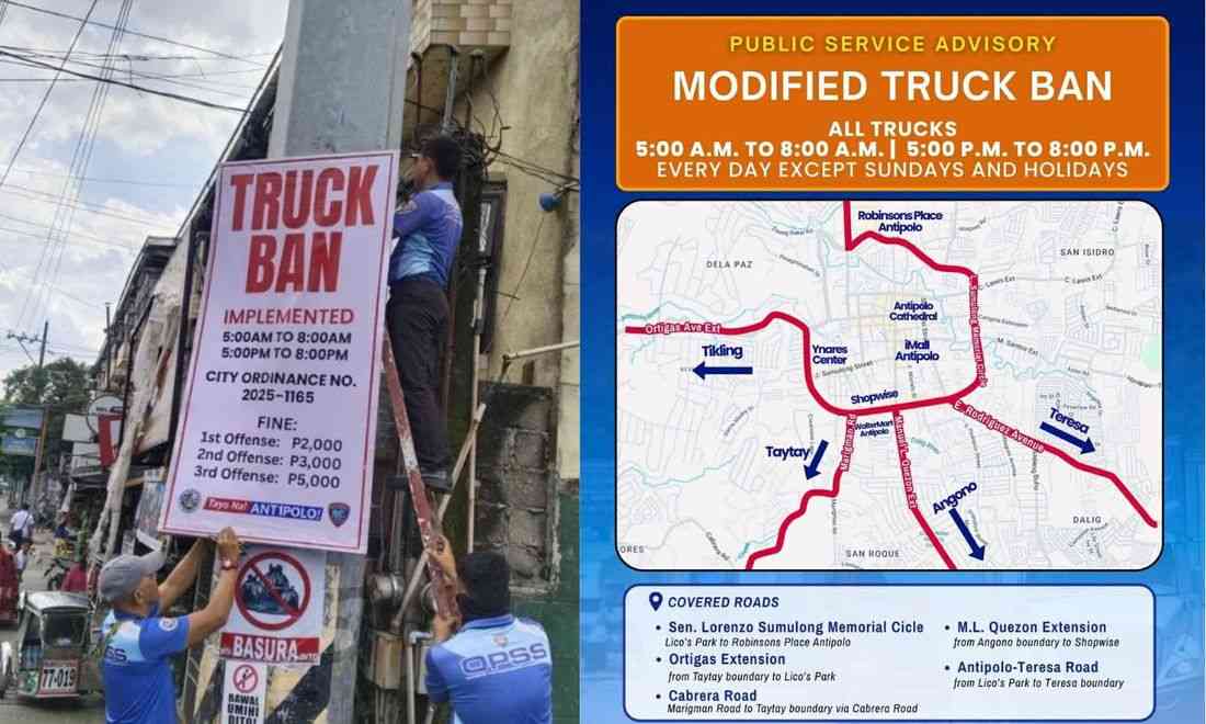 Antipolo City gov't to conduct dry run of modified truck ban on Dec. 9