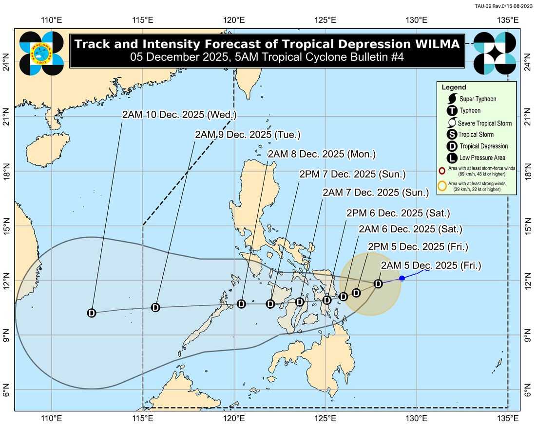 TD Wilma accelerates slightly; Signal No. 1 raised in several areas