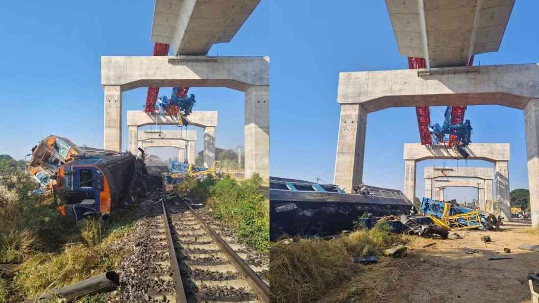 At least 25 killed after crane falls on train in Thailand, police say