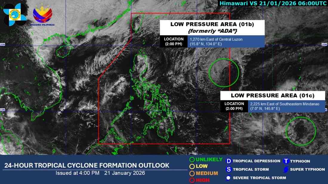 ‘Ada’ weakens into an LPA – PAGASA