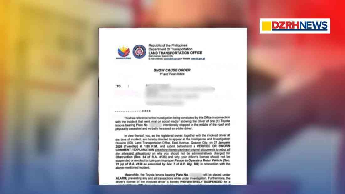 LTO issues show cause order vs. government employee in viral road rage incident