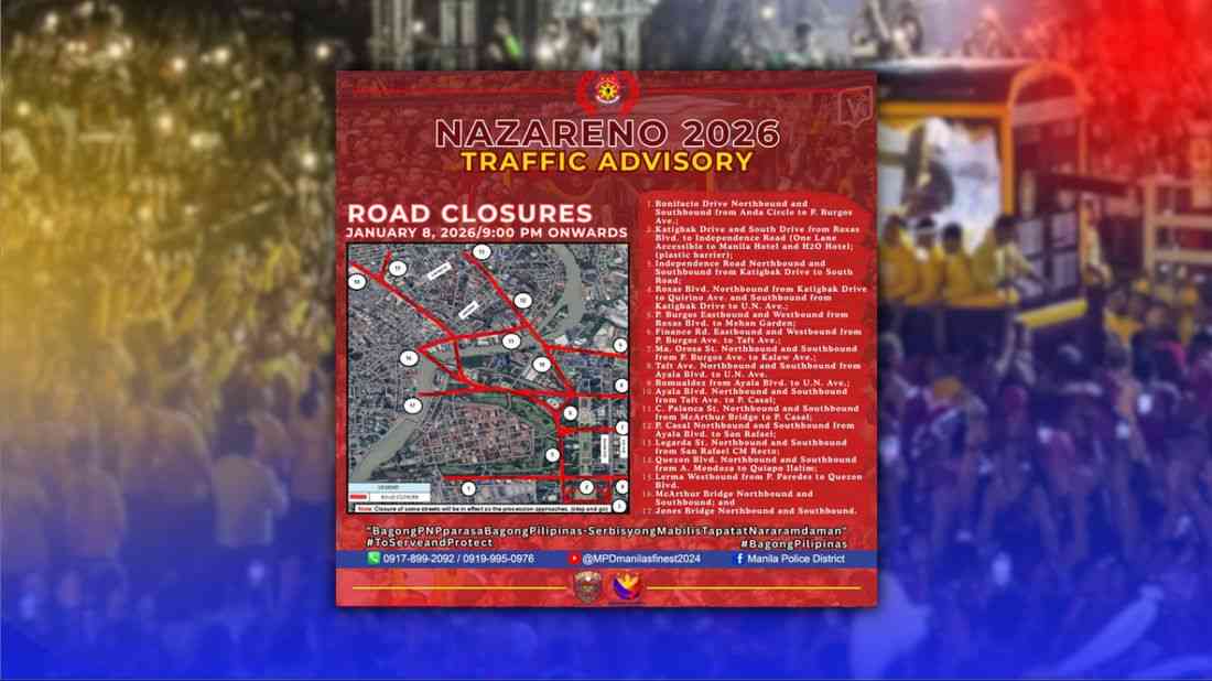 LIST: Road closures and rerouting for the Feast of Jesus Nazareno 2026