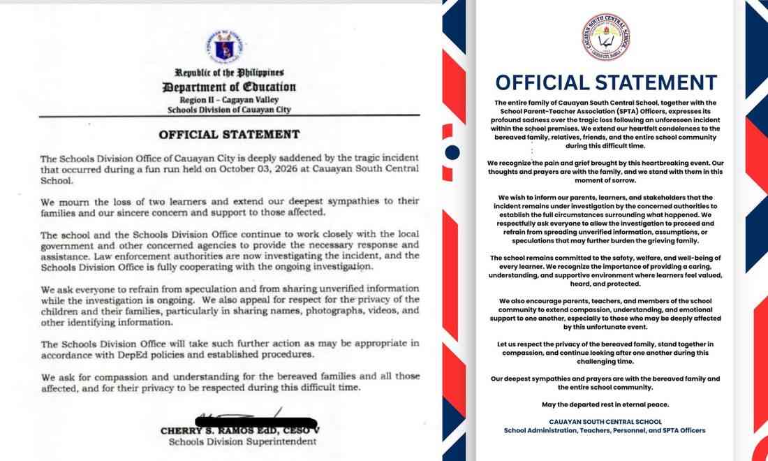 2 students die after electrocution at Cauayan City school fun run