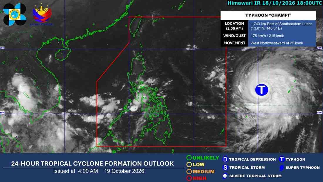 ITCZ, easterlies to bring rains over parts of PH as Typhoon Champi nears PAR