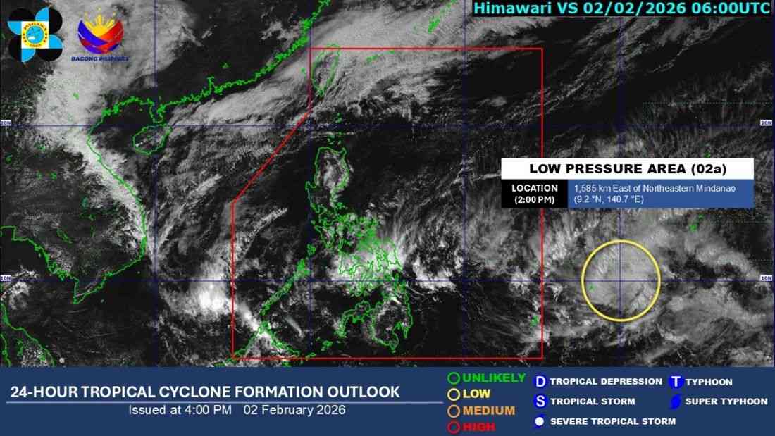 LPA outside PAR has a low chance of developing into a tropical depression – PAGASA