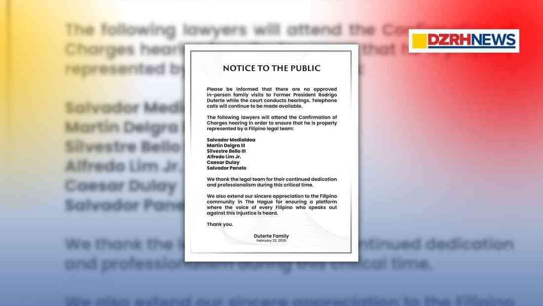 6 Filipino lawyers to represent ex-President Duterte at ICC confirmation of charges