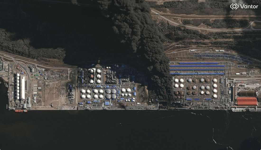 Russia's Ust-Luga port damaged by Ukrainian drones, fire breaks out