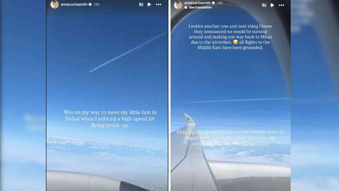 Anne Curtis’ Dubai-bound flight redirected to Italy due to heightened conflicts in Middle East