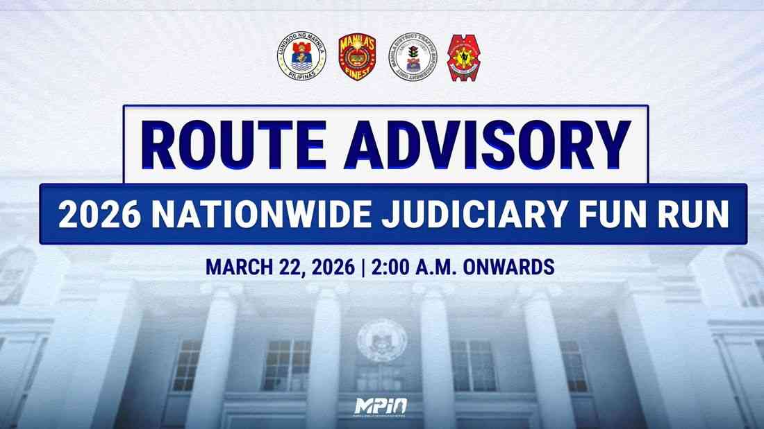 HEADS UP: Road closures, re-routing on March 22 due to the Judiciary Fun Run