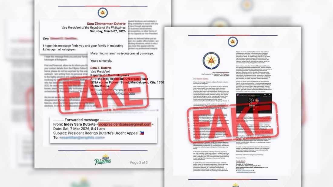 OVP warns of fraudulent email impersonating VP Sara Duterte