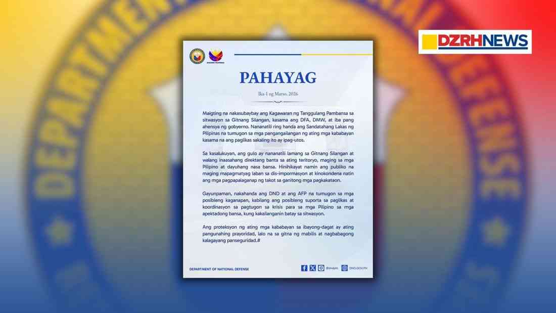 DND, AFP on alert over Middle East tensions; no direct threat to PH