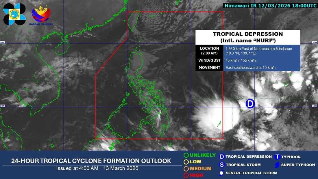 Tropical storm outside PAR weakens into tropical depression