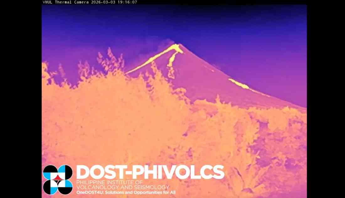 Mayon Volcano continues effusive eruption for 57th consecutive day