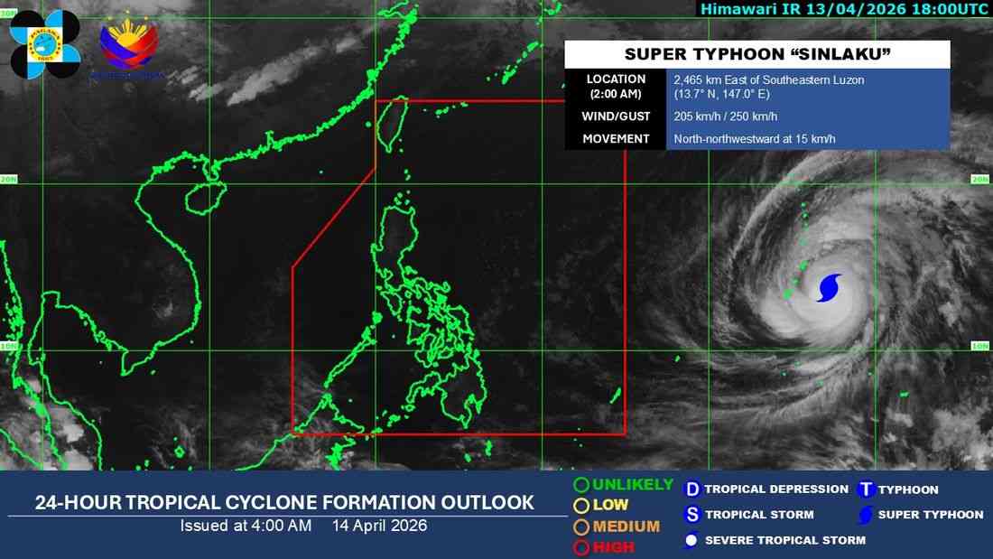 Super Typhoon “Sinlaku” remains within PAGASA monitoring area