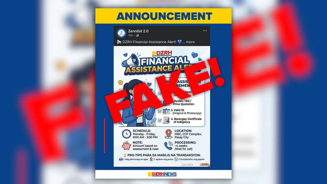 DZRH warns public against online loan scams and fake financial aid posts linked to the station