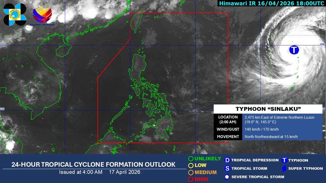 Ridge of High Pressure Area extends over Northern Luzon on Friday, April 17 — PAGASA