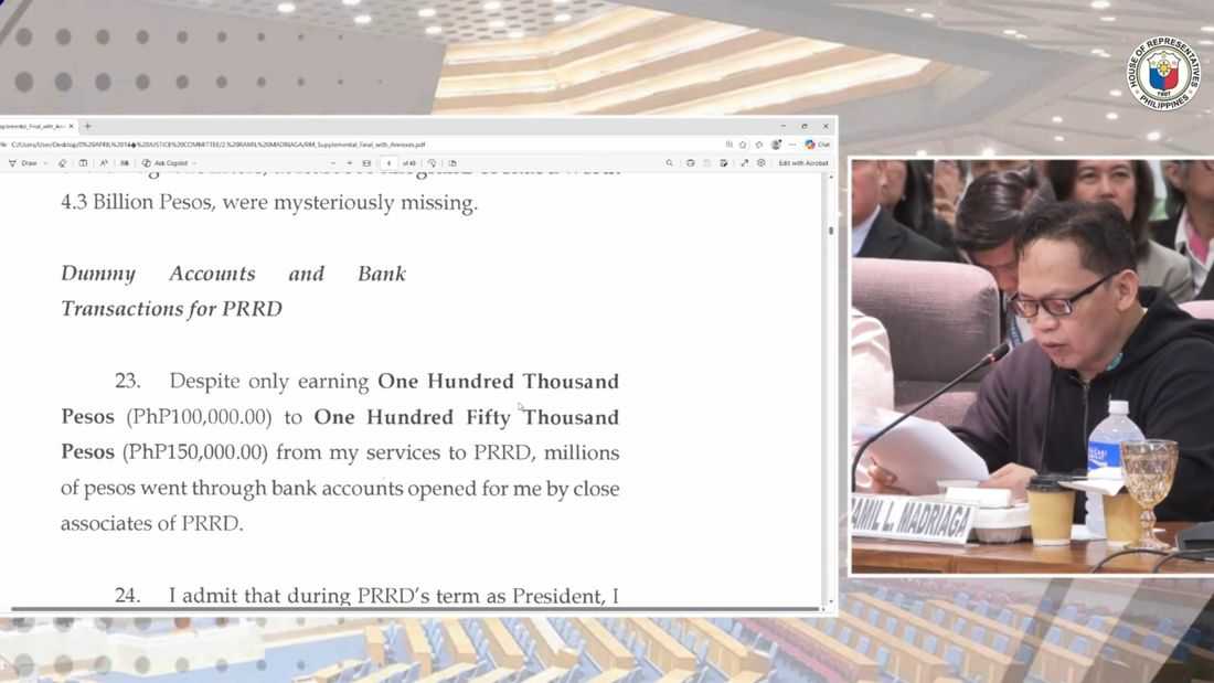 Madriaga admits acting as ‘dummy’ in alleged multi-million transfers during FPRRD’s term